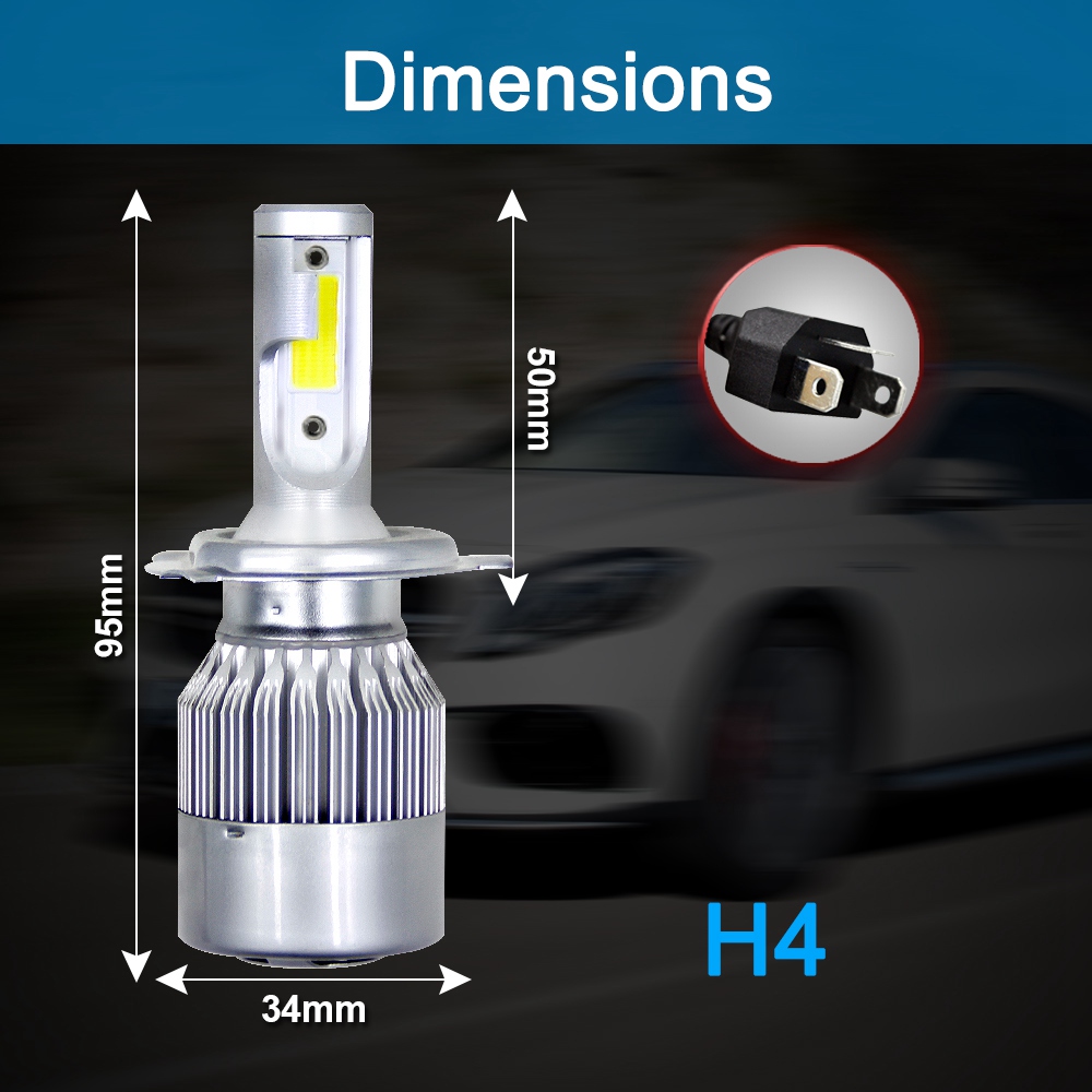 H4/HB2/9003 Car LED Headlight Bulb 36W 6000K 4000 Lumens Extremely Bright Chips Conversion Kit - Silver