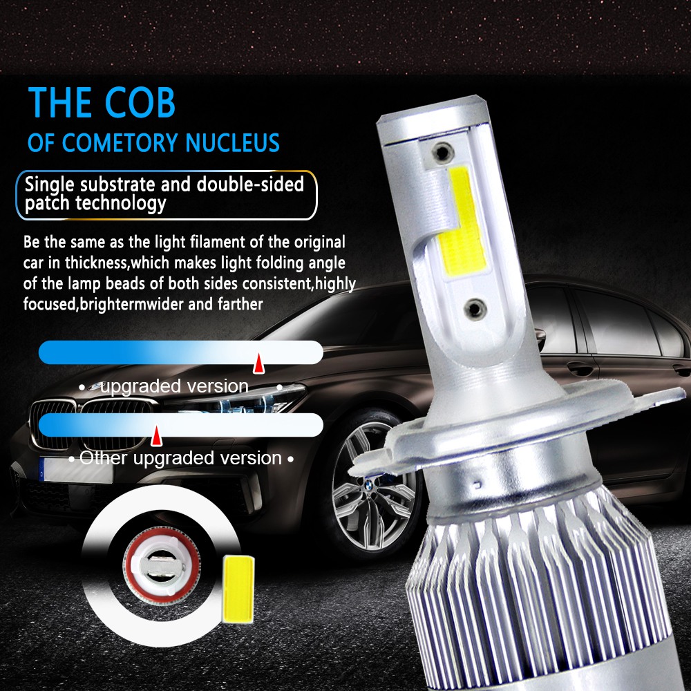 H4/HB2/9003 Car LED Headlight Bulb 36W 6000K 4000 Lumens Extremely Bright Chips Conversion Kit - Silver