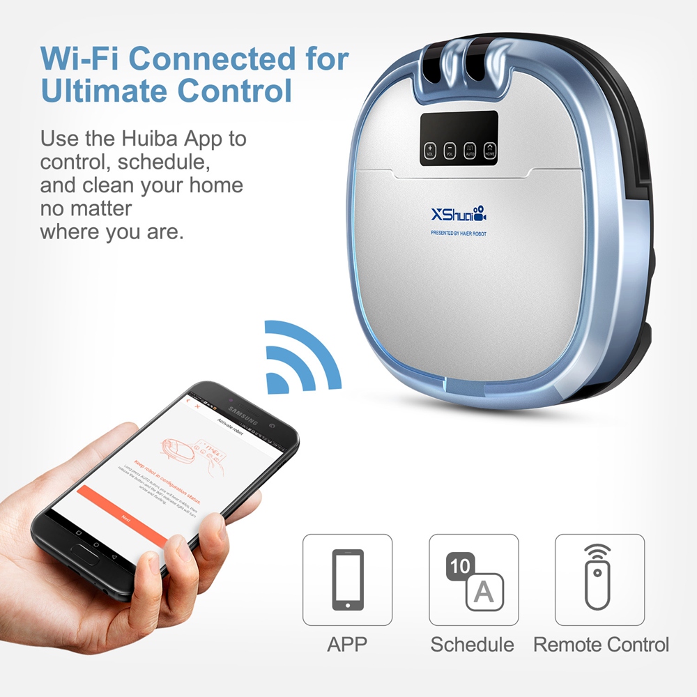 XShuai HXS-C3 Robotic Vacuum Cleaner HEPA Filter 1000Pa Suction Video Call Function Motion Detection works with Amazon A