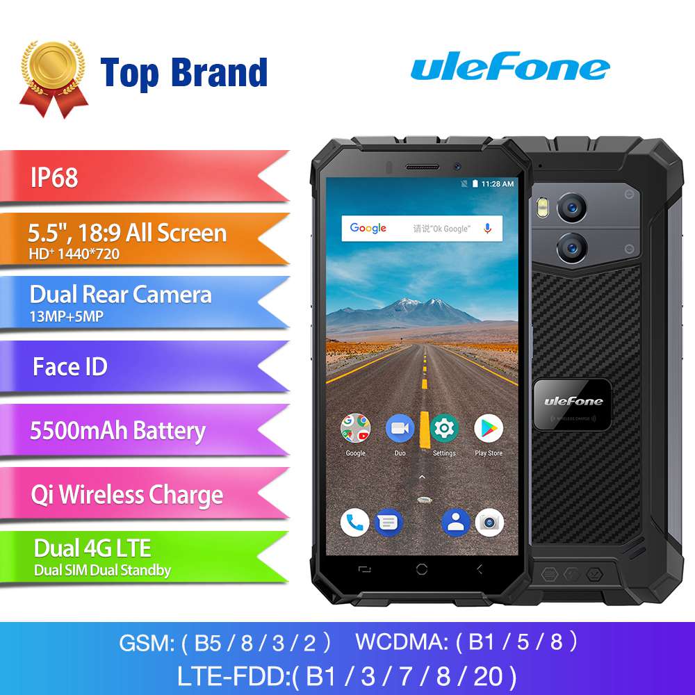 [HK Stock]Ulefone Armor X 5.5 Inch Waterproof IP68 4G Smartphone MT6739 2GB 16GB 13.0MP+5.0MP Dual Rear Cameras Android 8.1 NFC Face Recognition Wireless Charge - Rose Gold