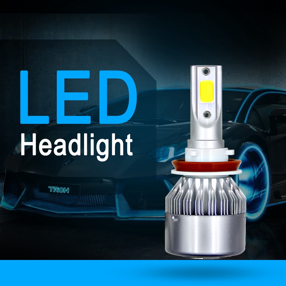 H8/H9/H11 Car LED Headlight Bulb 36W 6000K 4000 Lumens Extremely Bright Chips Conversion Kit - Silver