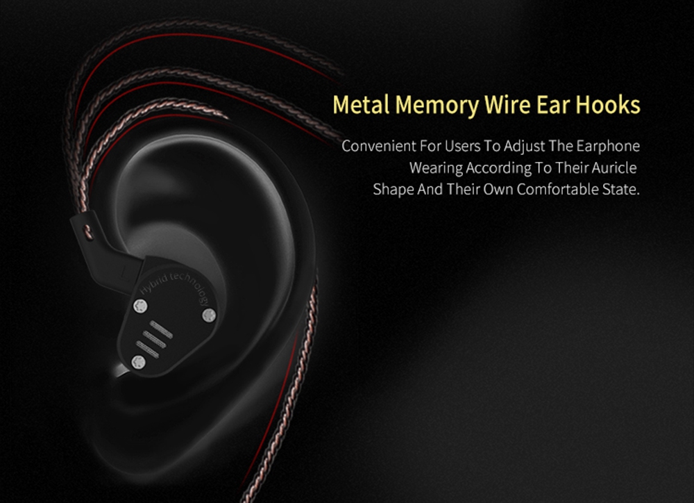 KZ ZSA Metal Earphone Armature and Dynamic Hybrid In-ear Sport HiFi Bass Noise Cancelling - Black and Red
