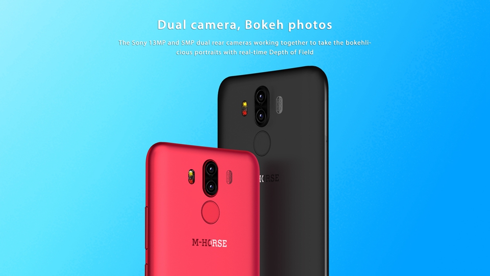 M-horse Pure 3 5.7 Inch 4G Smartphone MTK6763 Soc 4GB 64GB 13.0MP+5.0MP Dual Rear Cameras Android 7.1 18:9 HD+ Screen Touch ID - Black