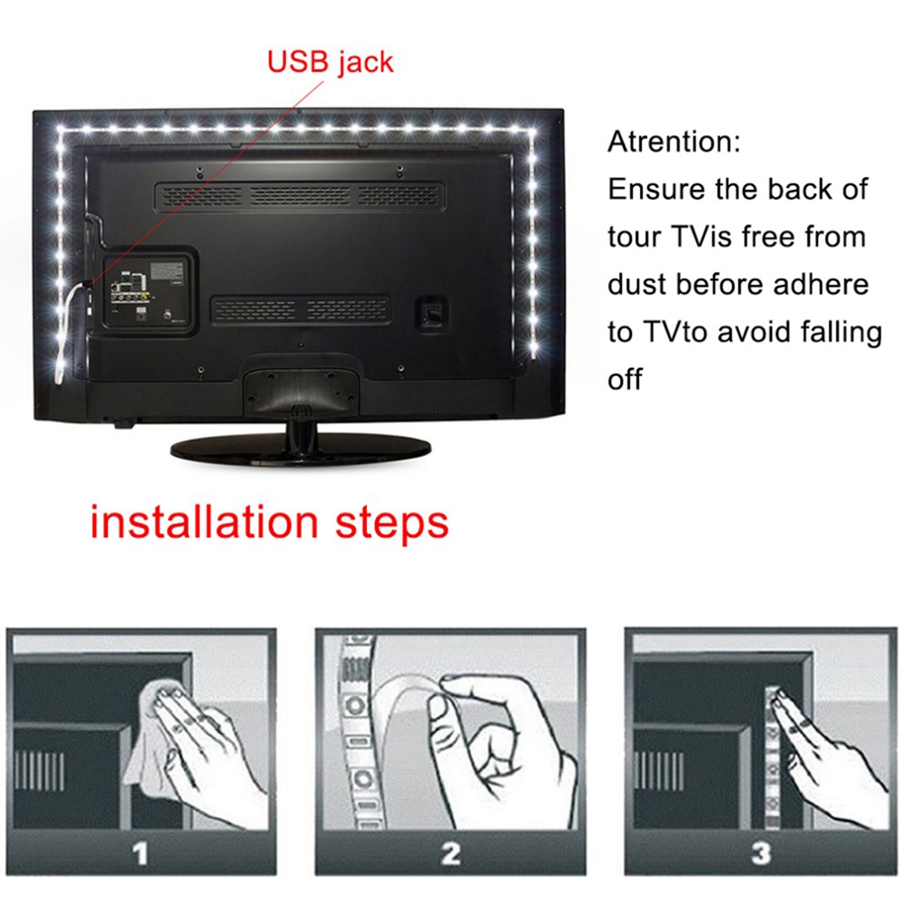 1M 30LED DC 5V SMD 5050 RGB LED Strip With Remote Control TV Bias Lighting Background Decorative Light - RGB