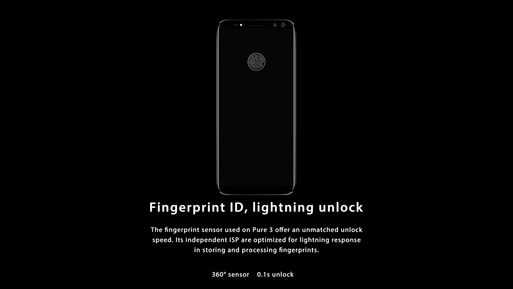 M-horse Pure 3 5.7 Inch 4G Smartphone MTK6763 Soc 4GB 64GB 13.0MP+5.0MP Dual Rear Cameras Android 7.1 18:9 HD+ Screen Touch ID - Black