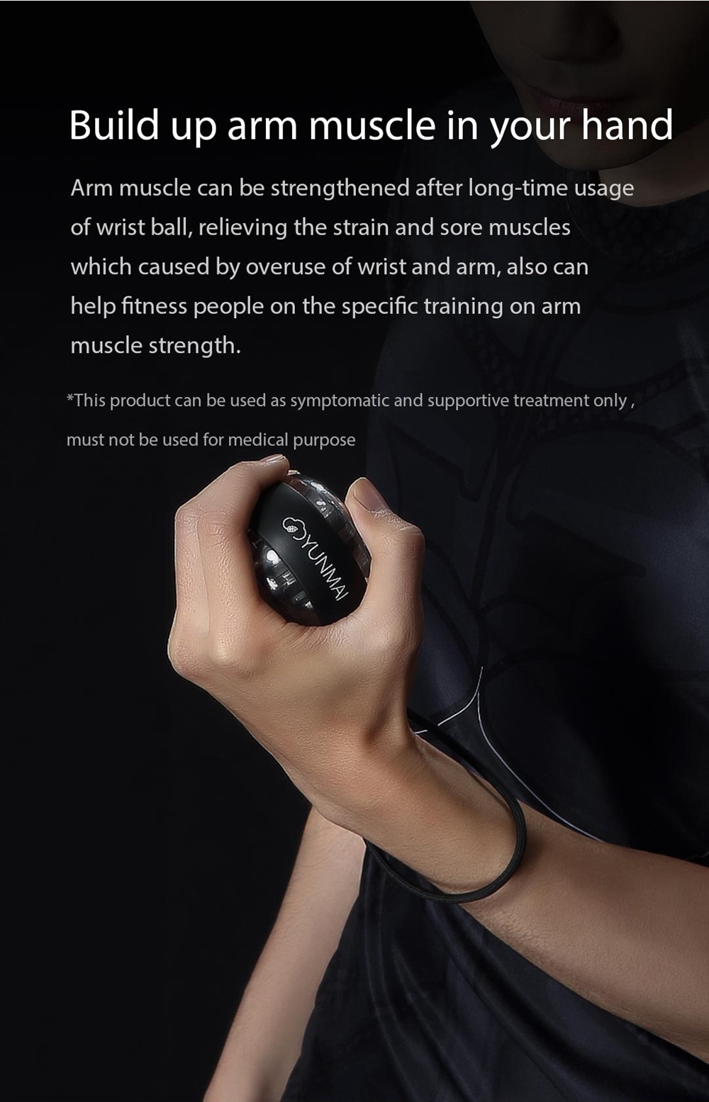 Xiaomi Mijia Yunmai LED Wrist Ball Wrist Trainer with Strap - Black