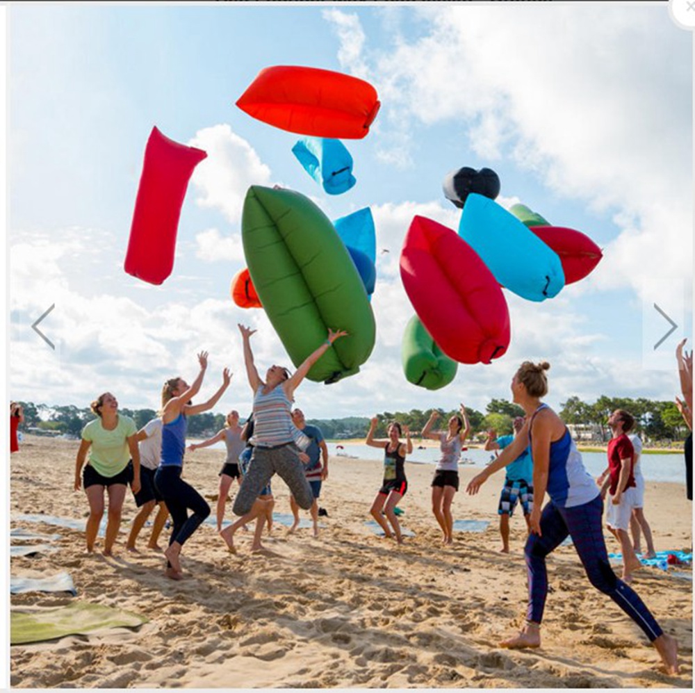 Portable Travel Lazy Sofa 210D Oxford Fast Air Inflatable Sleeping Lay Bed Lounger Max Load 300KG - Yellow