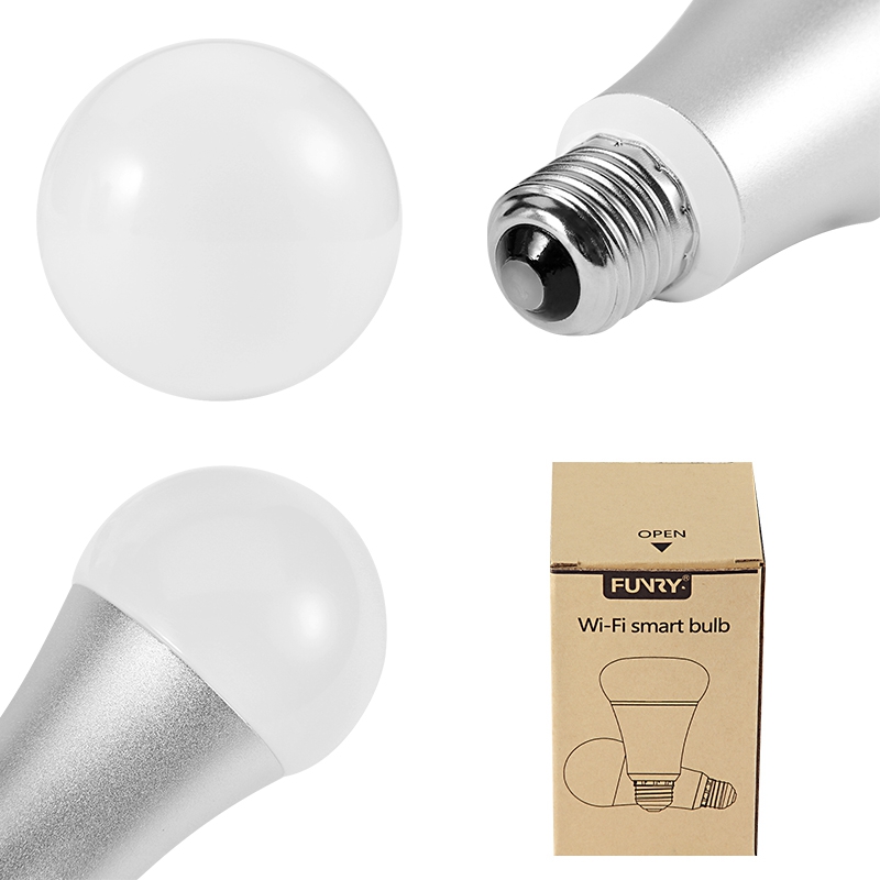 FUNRY WiFi TB-Y E27 Smart Bulb Led Light Bulb Dimmable RGB Changing Lights Remote Control Bulbs Work With Alexa -White
