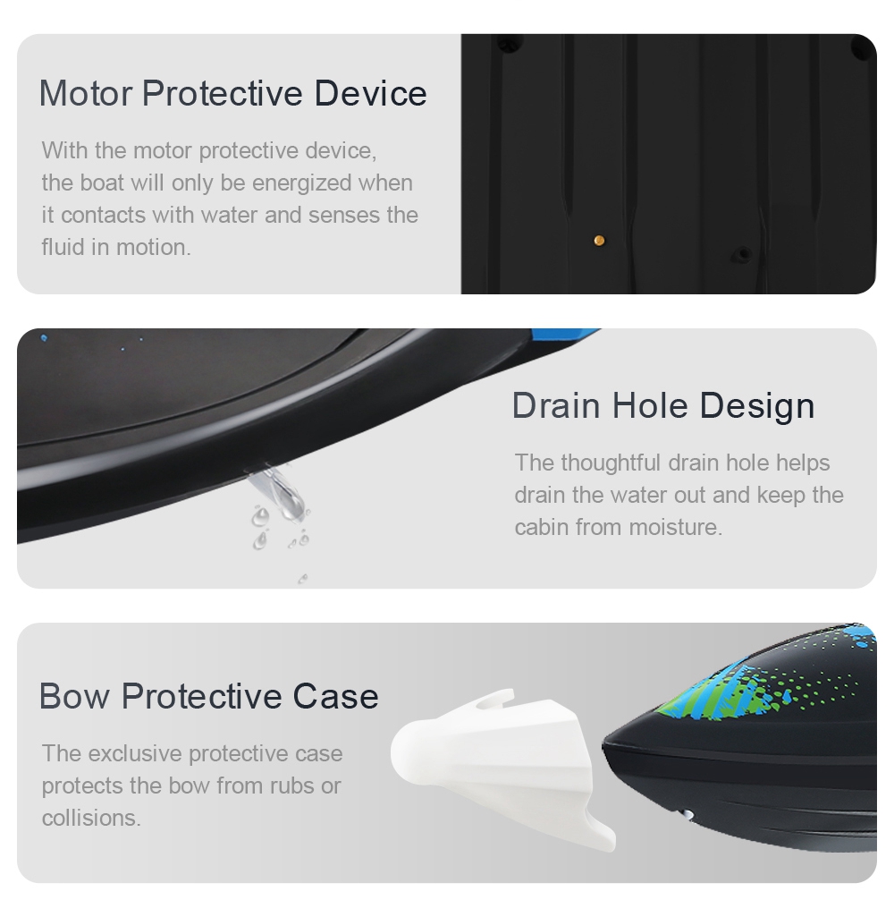 JJRC S2 SHARK RC Boat 2.4G Waterproof Protection 180 Degree Flip High Speed Brushed RTR - Yellow