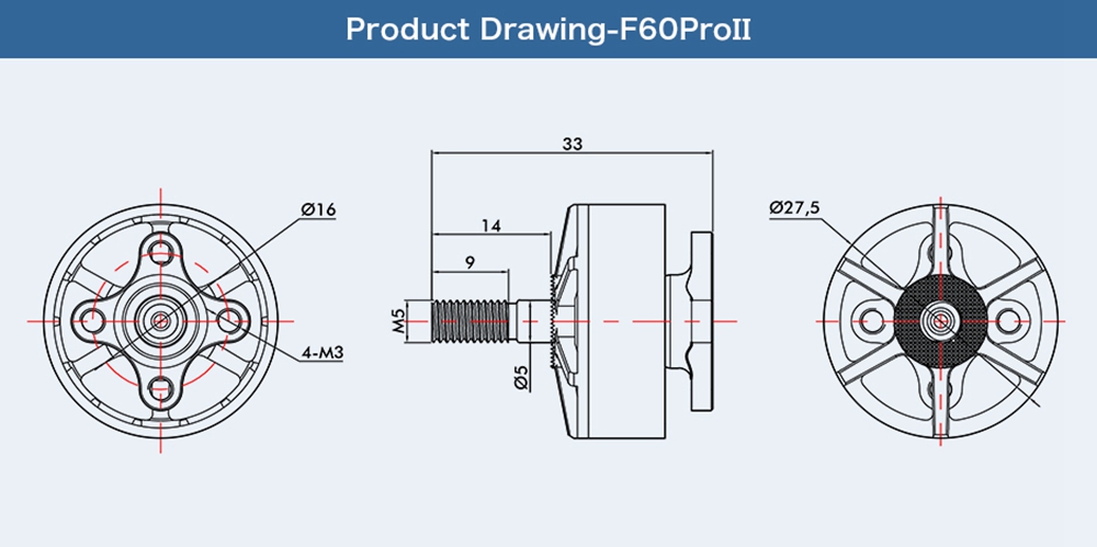 T-motor F60 Pro II 2700KV 3-4S Brushless Motor for FPV Racing Drone - Grey