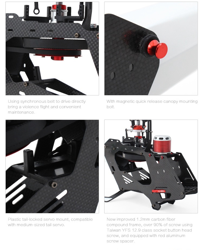 ALZRC Devil 420 FAST FBL 420mm Fiber Blades RC Helicopter Super Combo Version - Red