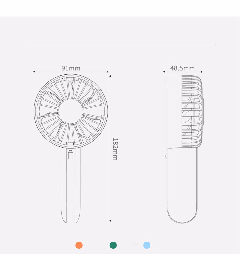 Xiaomi VH Portable Handheld Fan Seven Fan Blade 3 Grear USB Rechargeable Fan -Green