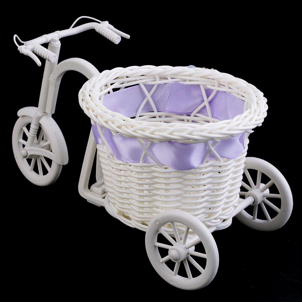 BowKnot Rattan Tricycle Bike Basket Party Wedding Decor Gift Home Decor