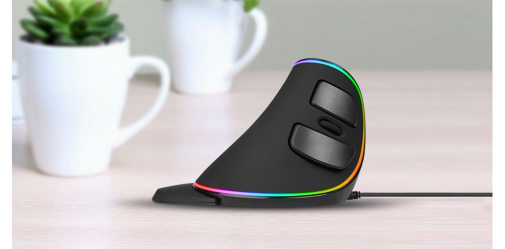 Delux M618 Plus RGB Version Optical Wired Ergonomic Mouse With 6 Buttons For PC Laptop Desktop 4000 DPI - Black