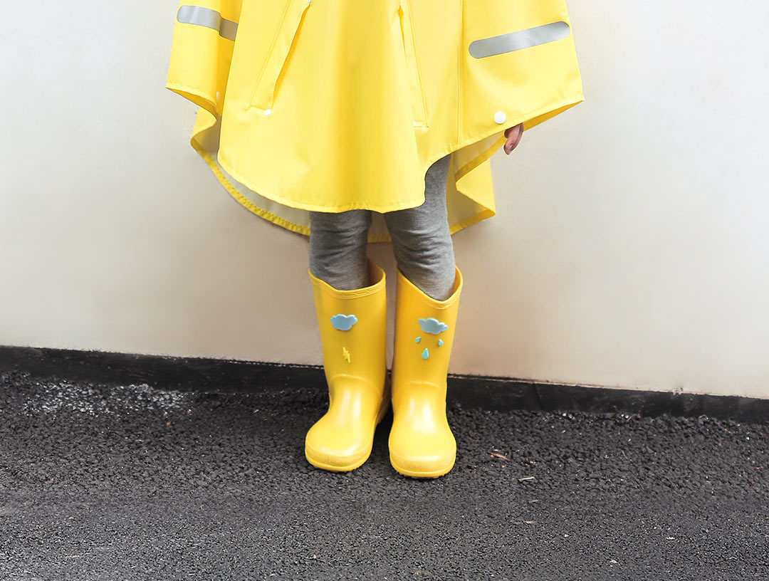Mijia Child Cape Raincoat Cloak Design Soft Light Rainproof Security Reflective PU Fabric - Yellow