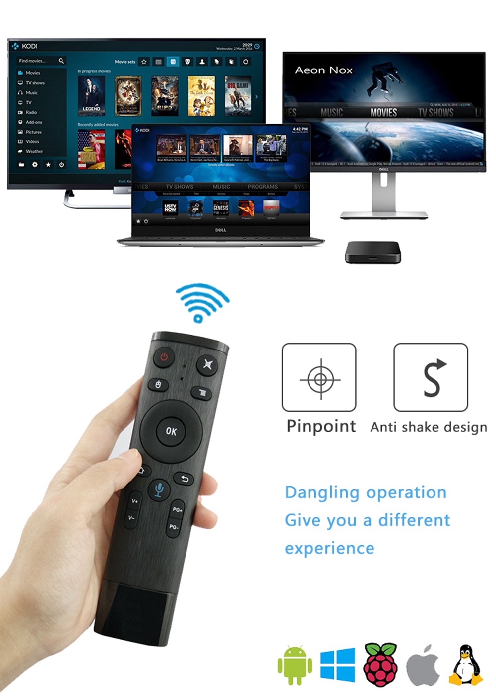 Q5-A 2.4G Wireless Voice Air Mouse Remote Control for Smart TV Laptop HTPC PC Universal - Black