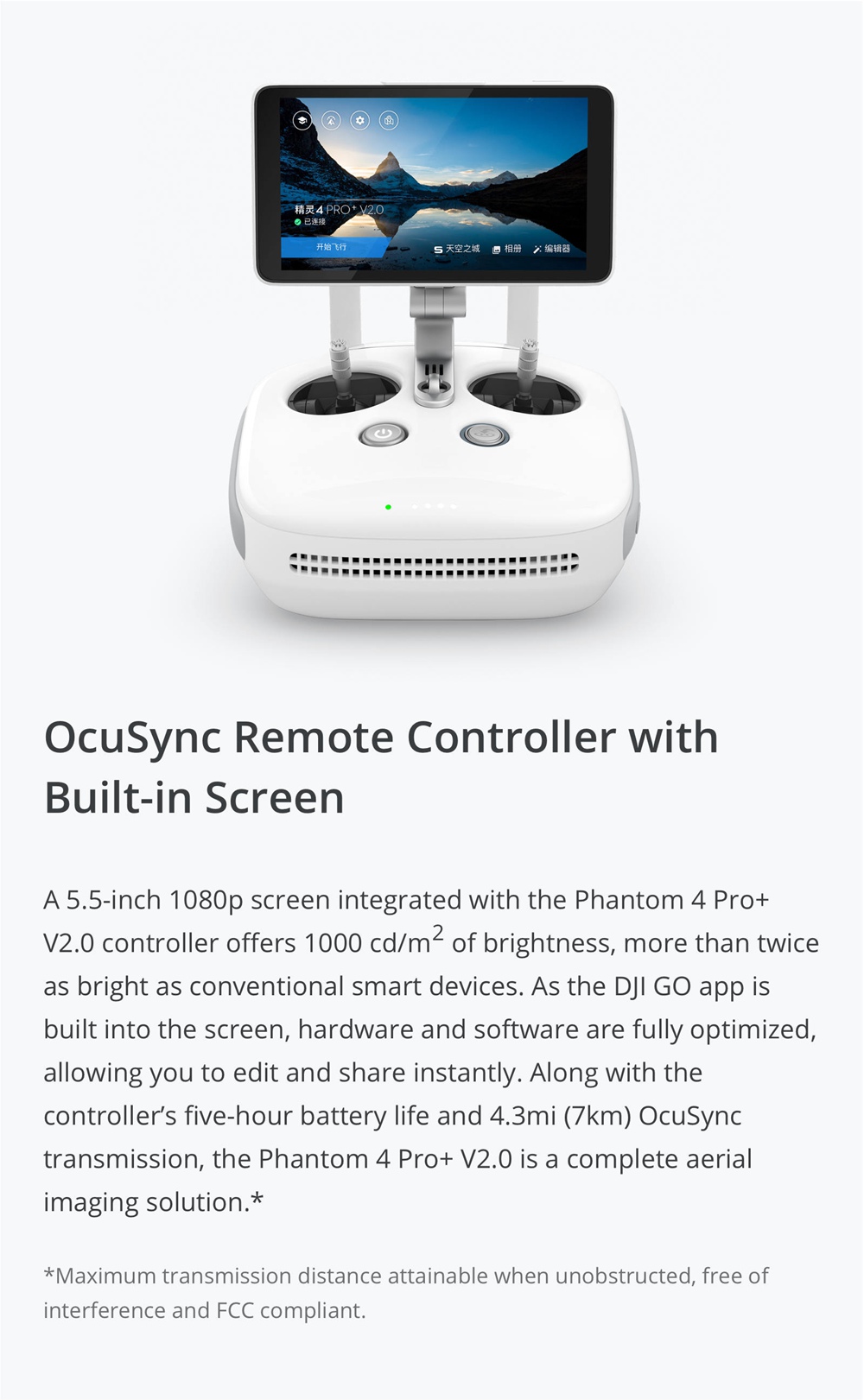 DJI Phantom 4 Pro V2.0 4K Camera 1-inch 20MP Exmor R CMOS Sensor OcuSync VTX System FPV RC Quadcopter  RTF