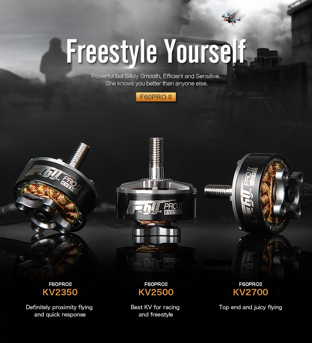 T-motor F60 Pro II 2700KV 3-4S Brushless Motor for FPV Racing Drone - Grey