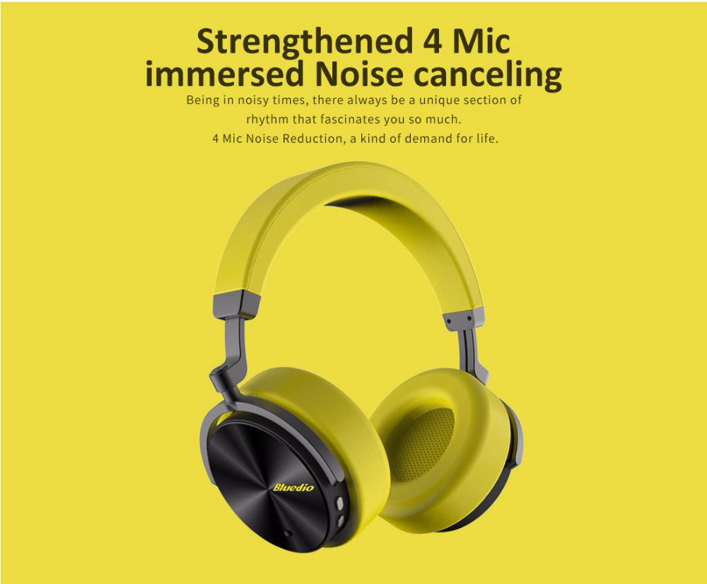 Bluedio T5 Wireless Bluetooth Headphone with Microphone - Black