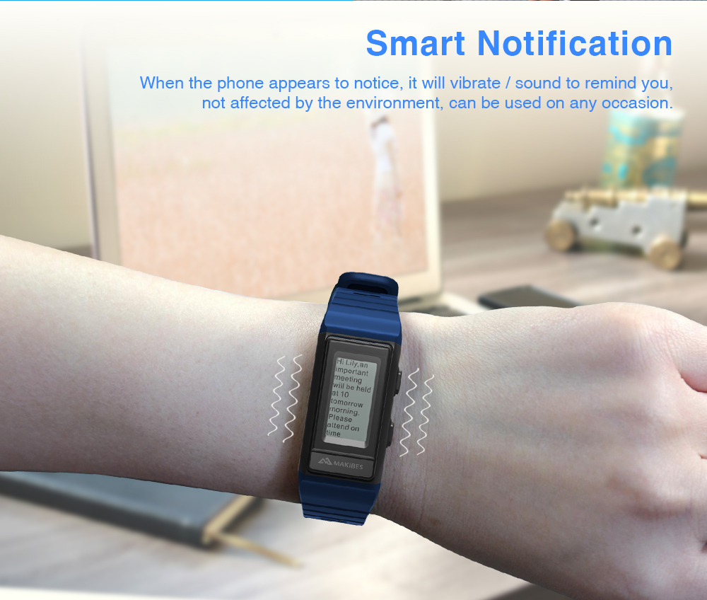 [Italy Stock]Makibes G03S Smart Bracelet Inbuilt GPS IP68 Water Resistant Heart Rate Monitor Sunlight Legibility Screen Compatible With IOS Android - Black