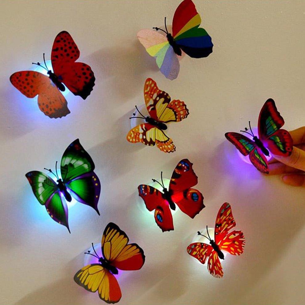 LED Lighting Colorful Butterfly Wall Stickers LED Night Light Home Wall Decor