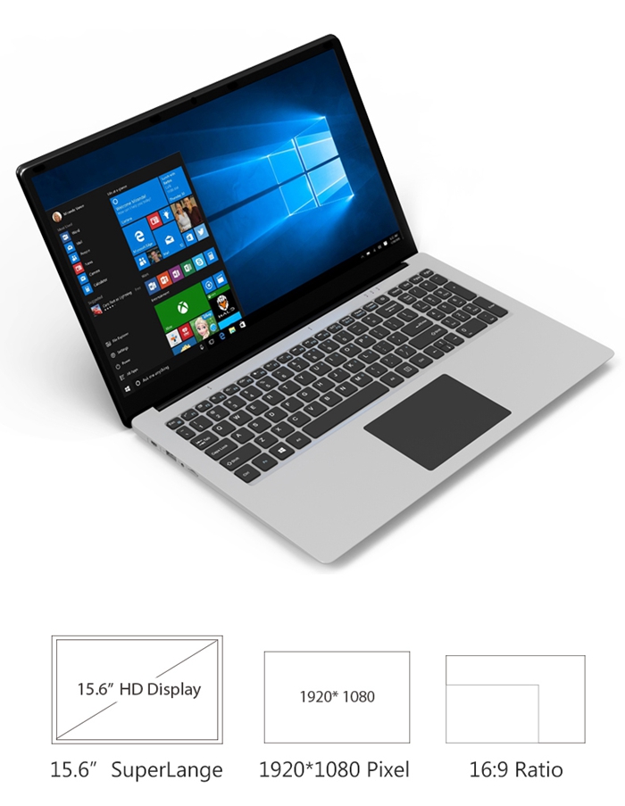 YEPO 737A6 Laptop Intel Apollo Lake N3450 Quad Core 15.6 inch IPS Screen 1920*1080 Windows 10 6GB DDR3 500GB HDD - Silver