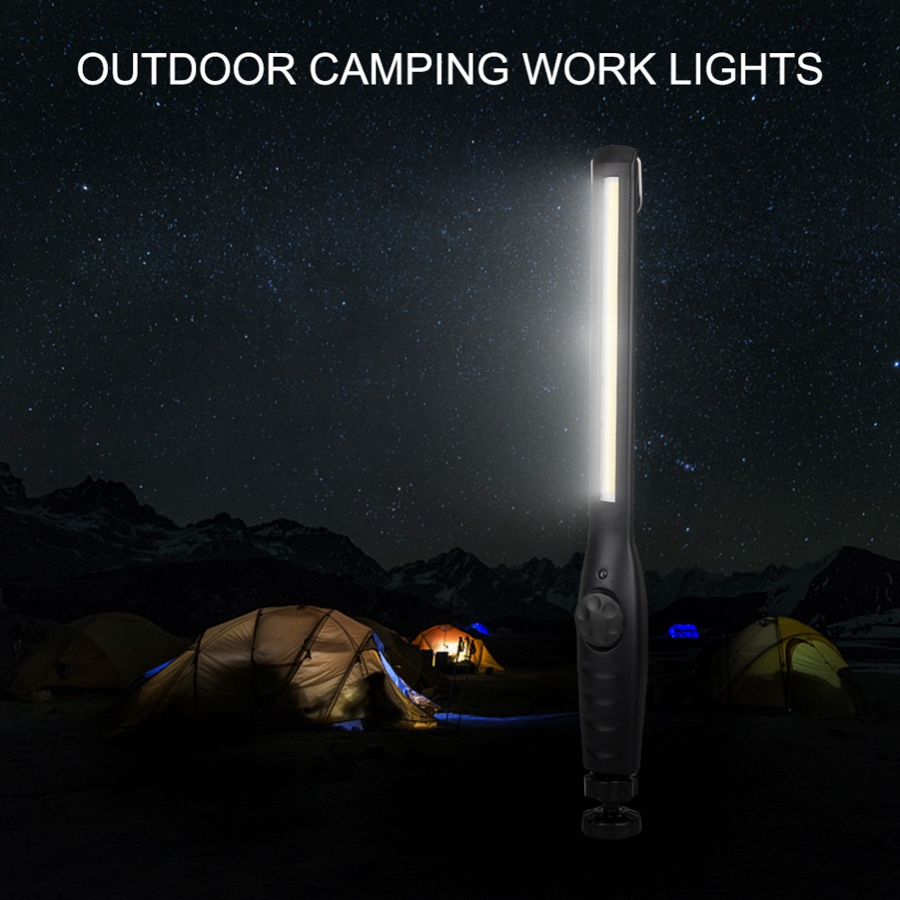 Rechargeable Work Light COB Portable Work Lights With Magnetic Base LED Flashlight Inspection Lamp For Car Repair - Black