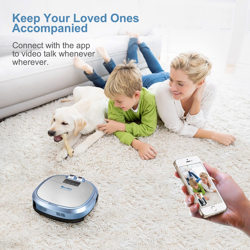 XShuai HXS-C3 Robotic Vacuum Cleaner HEPA Filter 1000Pa Suction Video Call Function Motion Detection works with Amazon A