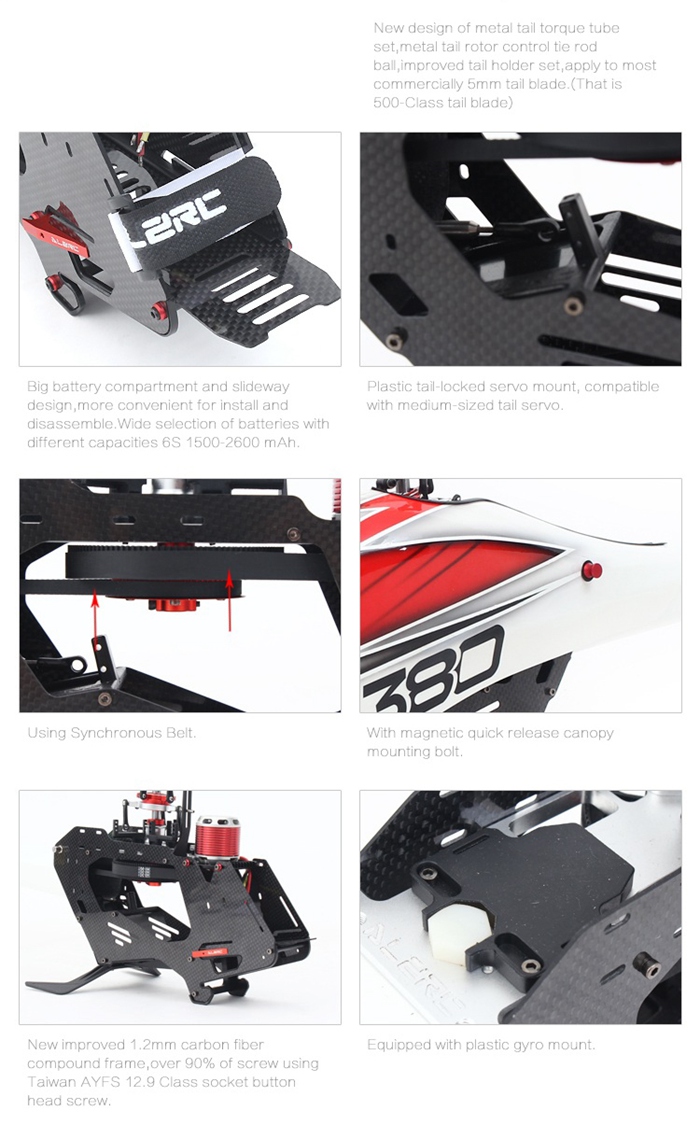 ALZRC Devil 380 FAST FBL 380mm Fiber Blades RC Helicopter KIT Version - Red