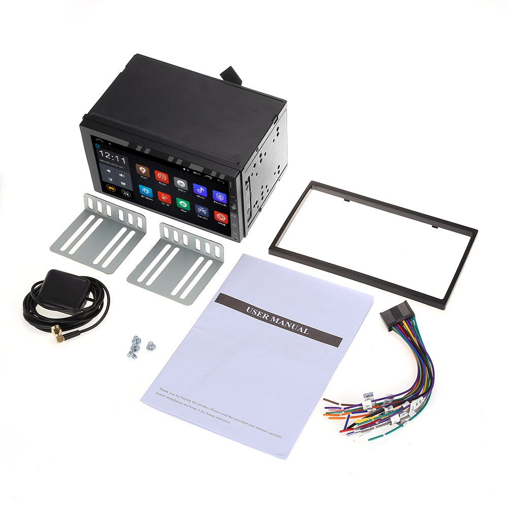 RM-CT0009L 7.0 Inch Car Player Car Radio GPS Bluetooth WiFi Connection Android 8.0 - Black