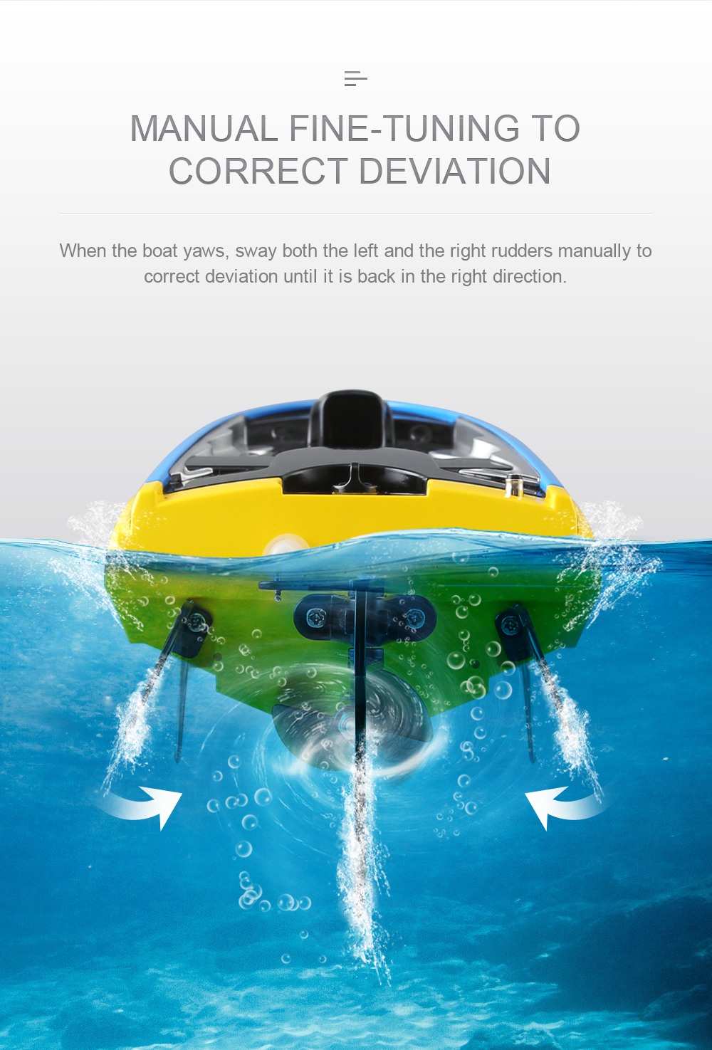 JJRC S2 SHARK RC Boat 2.4G Waterproof Protection 180 Degree Flip High Speed Brushed RTR - Yellow