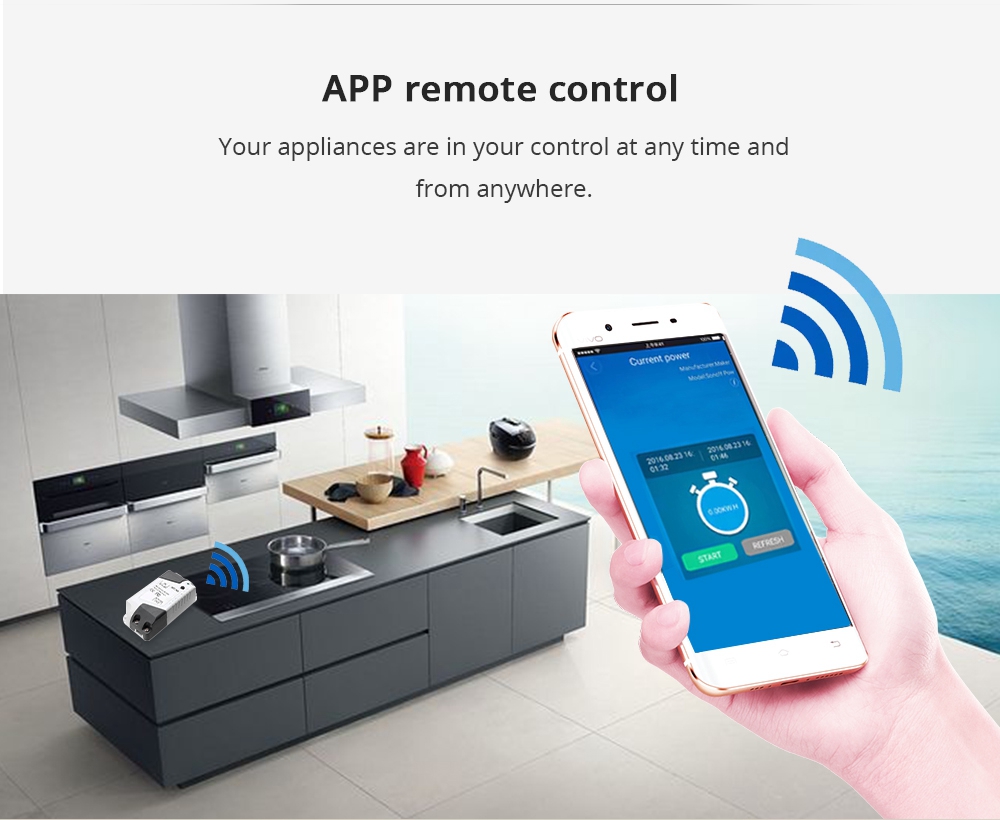 Geekbes MW02 WiFi Mini Smart Switch Remote Module App Control with Amazon Alexa for Android IOS ABS Module Universal