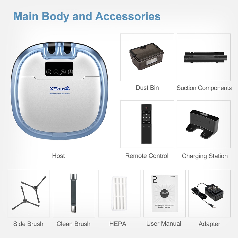 XShuai HXS-C3 Robotic Vacuum Cleaner HEPA Filter 1000Pa Suction Video Call Function Motion Detection works with Amazon A