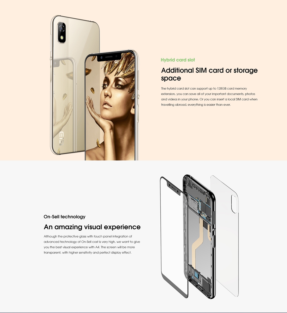 [HK Stock]Elephone A4 5.85 Inch 4G Smartphone MTK6739 Soc 3GB 16GB 8.0MP Rear Camera Android 8.1 3000mAh 19:9 Full Screen Touch ID - Black