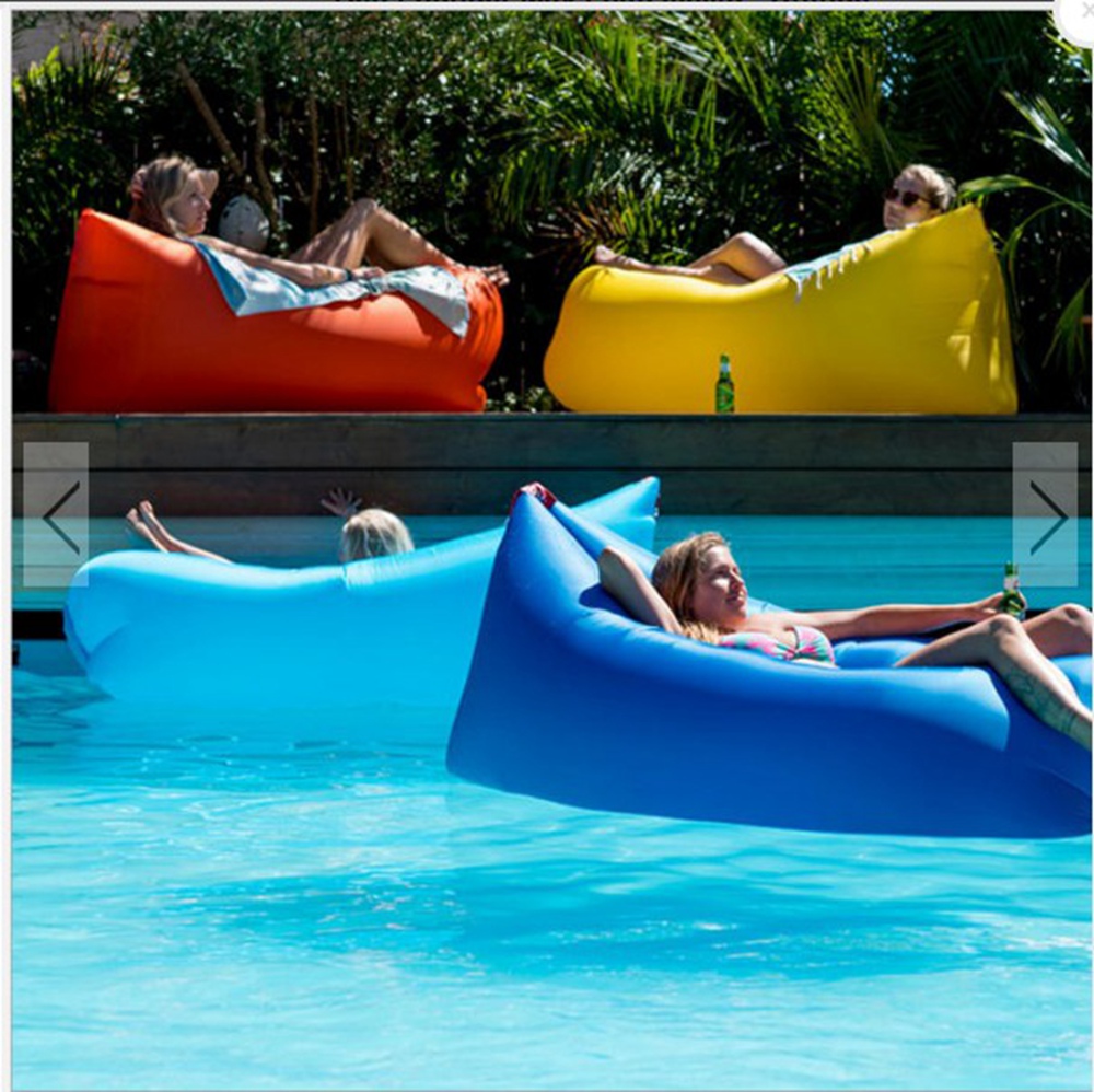 Portable Travel Lazy Sofa 210D Oxford Fast Air Inflatable Sleeping Lay Bed Lounger Max Load 300KG - Red