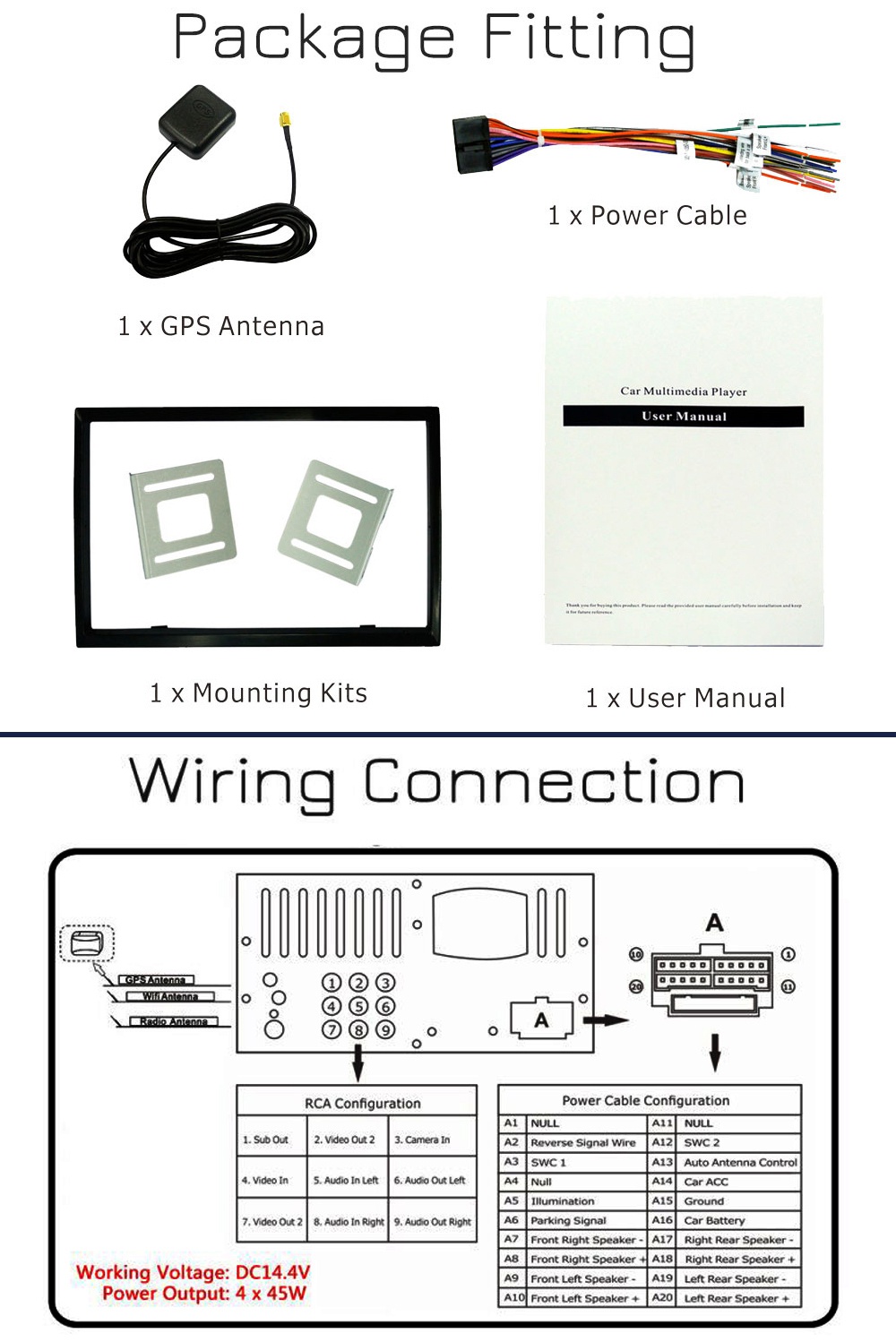 RM-CT0009L 7.0 Inch Car Player Car Radio GPS Bluetooth WiFi Connection Android 8.0 - Black