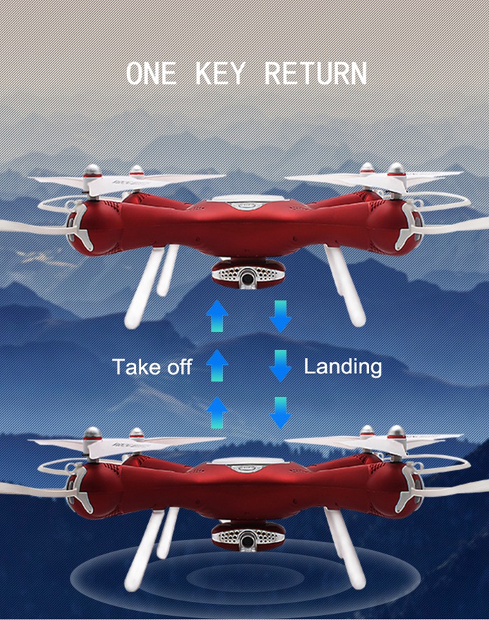 Syma X25W WIFI FPV RC Quadcopter RTF Double GPS Follow Me Mode with Adjustable 720P HD Camera - Red