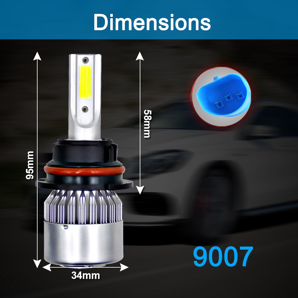 9007/HB5 Car LED Headlight Bulb 36W 6000K 4000 Lumens Extremely Bright Chips Conversion Kit - Silver