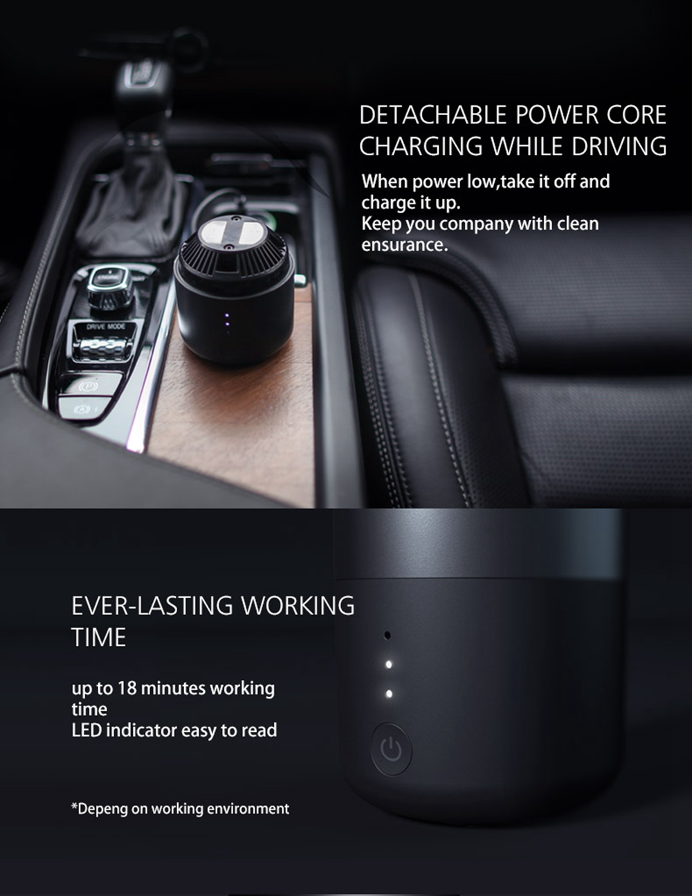 Autobot ABV001 4200PA Car Vacuum Cleaner Wireless Portable Handheld Wet Dry Multifunctional - Black