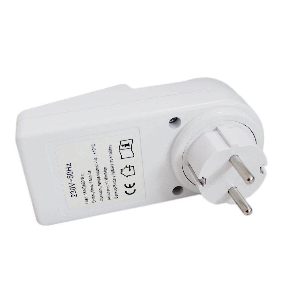 Plug-In Programmable Timer Switch Socket Voltage-Free Output With Clock Summer Time EU Plug - White