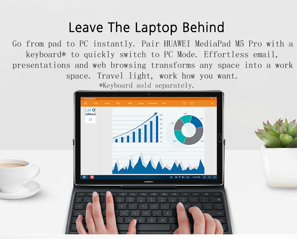Huawei M5 Pro Wifi Tablet PC Hisilicon Kirin 960 Octa Core 10.8" IPS 2K Screen 2560*1600 Android 8.0 4GB RAM 64GB ROM - Gold