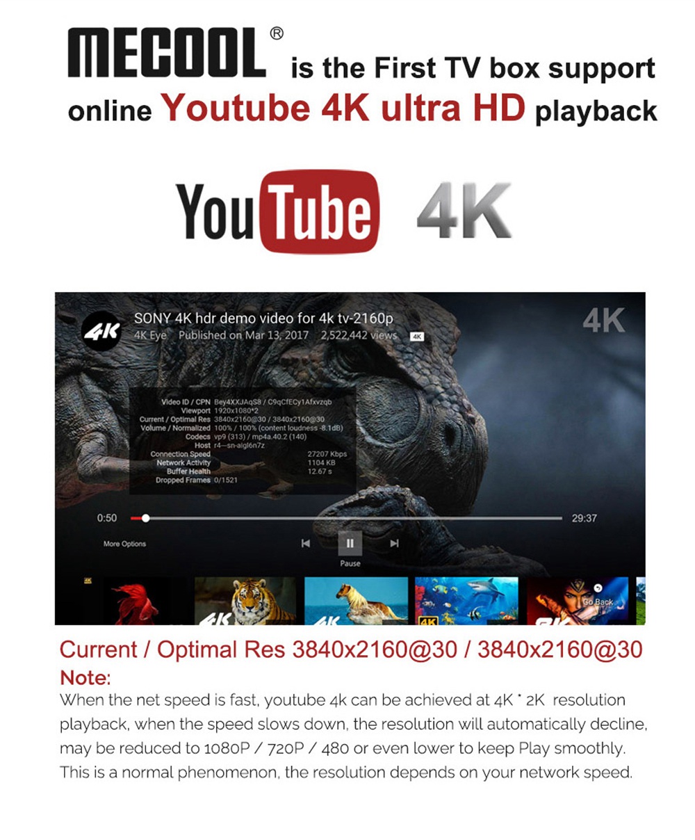 MECOOL M8S PRO Android TV OS 2GB DDR4 16GB eMMC S912 4K HDR10 TV Box with Voice Remote 802.11AC WIFI LAN Bluetooth H.265