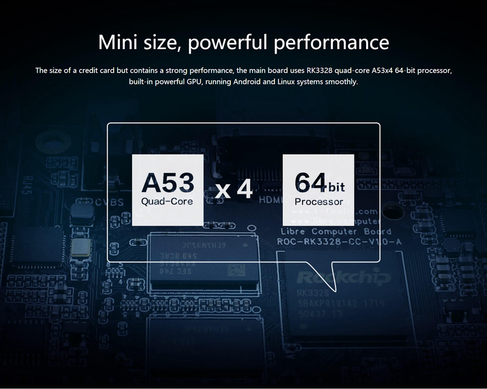Firefly Android Ubuntu Dual Boot ROC-RK3328-CC  1GB DDR4 Development Board USB3.0 1000M LAN