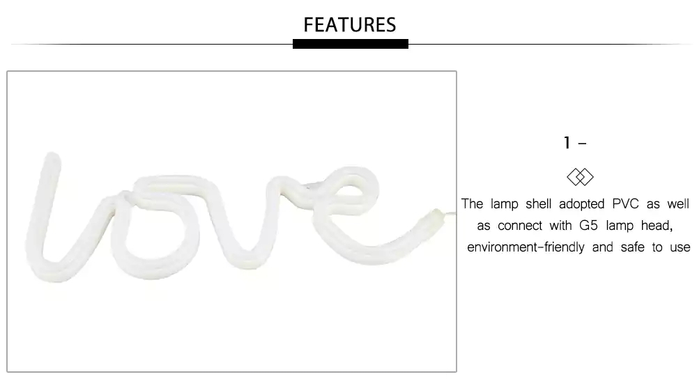 LED Love Neon Night Light Wall Lamp Holiday Decorations -Pink