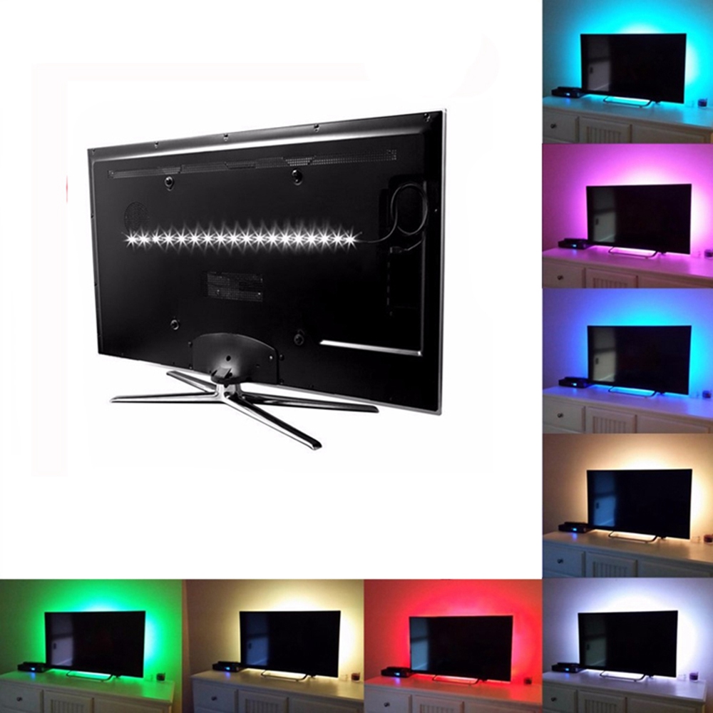 1M 30LED DC 5V SMD 5050 RGB LED Strip With Remote Control TV Bias Lighting Background Decorative Light - RGB