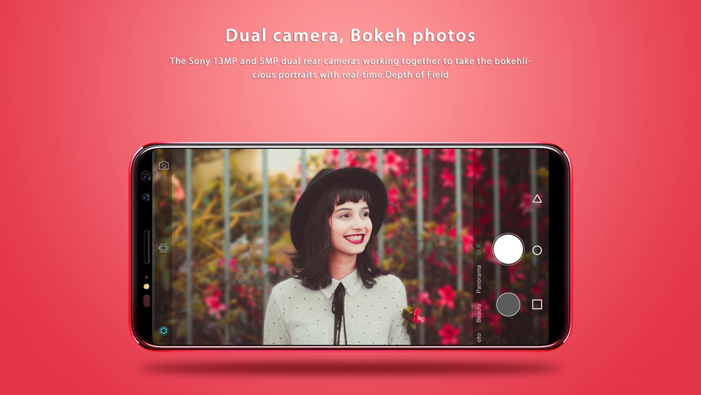 M-horse Pure 3 5.7 Inch 4G Smartphone MTK6763 Soc 4GB 64GB 13.0MP+5.0MP Dual Rear Cameras Android 7.1 18:9 HD+ Screen Touch ID - Black