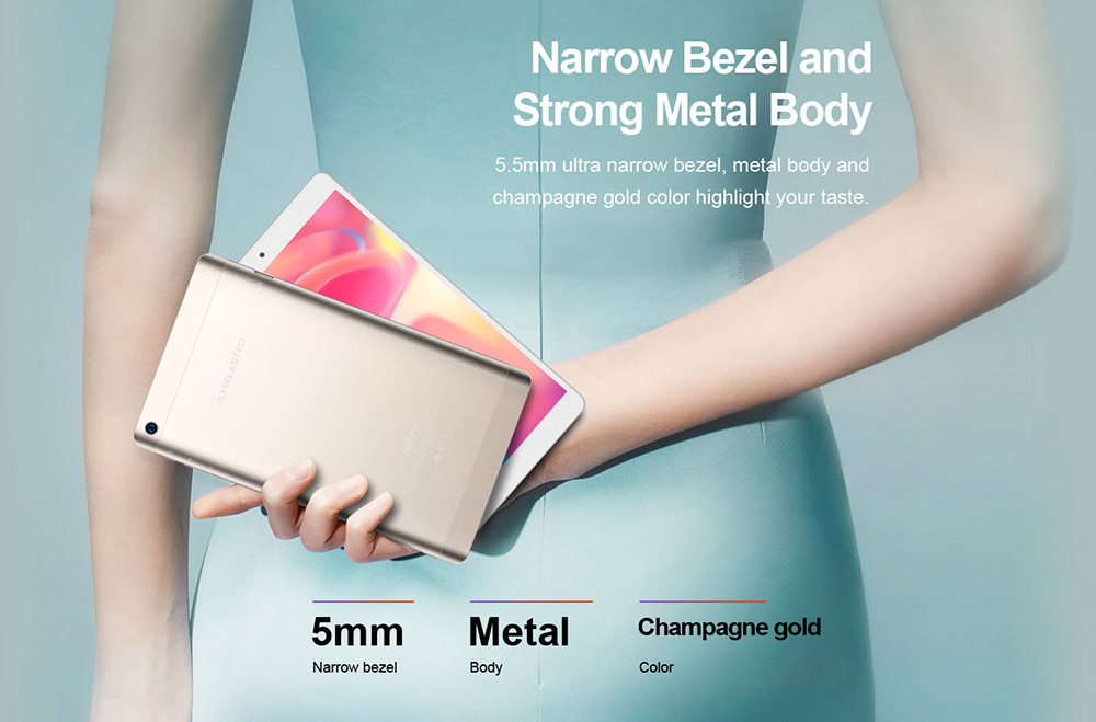 Teclast P80 Pro Tablet PC MT8163 Quad Core 8" GPS IPS Screen 1920*1200 2GB DDR3 32GB eMMC Android 7.0 Dual Band Wifi - White+Gold