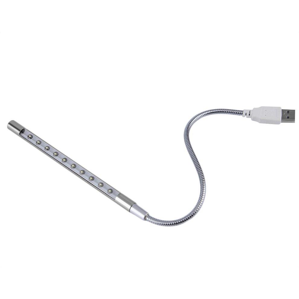 Mini Desk Reading USB LED Light Flexible for Notebook Laptop Portable New - Silver