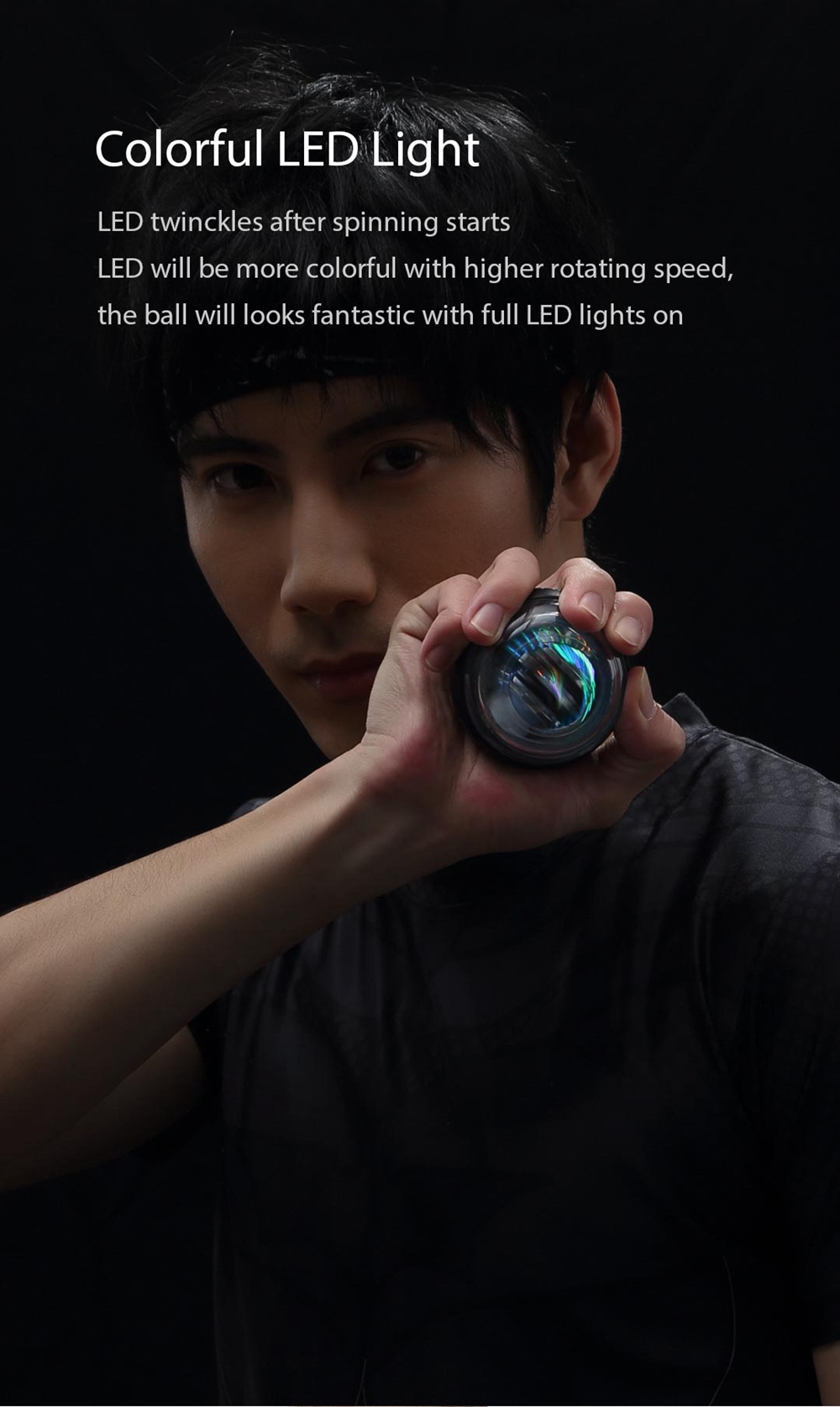 Xiaomi Mijia Yunmai LED Wrist Ball Wrist Trainer with Strap - Black