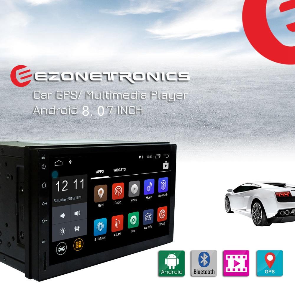 RM-CT0009L 7.0 Inch Car Player Car Radio GPS Bluetooth WiFi Connection Android 8.0 - Black